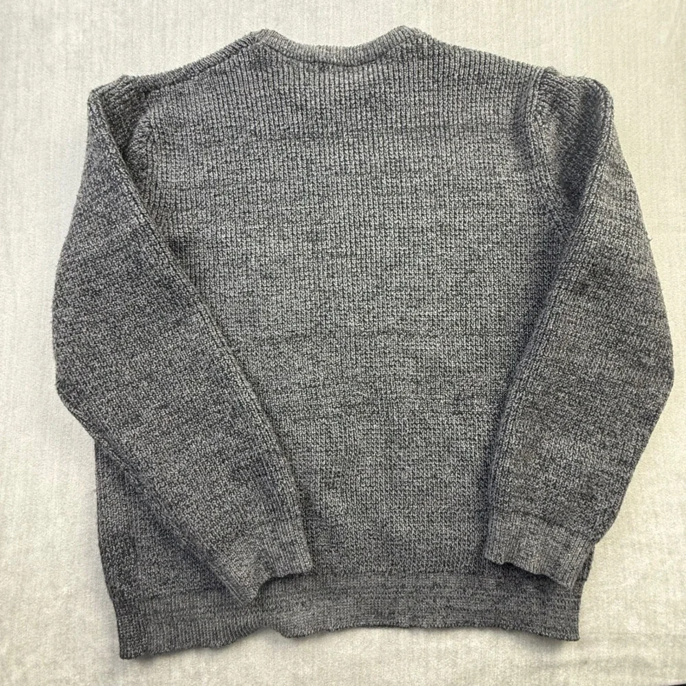 PJ Paul Jones Mens‎ Gray Marl Ribbed Knit Crewneck Sweater Size Large Charcoal